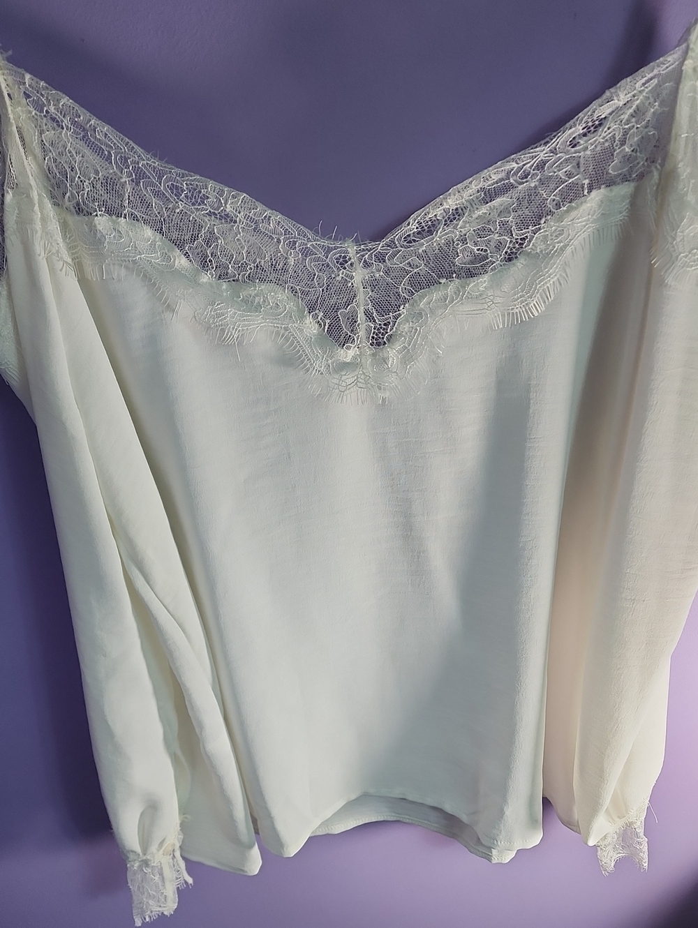 White Lace-Trim Top